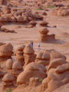 Hoodoos at Goblin Valley State Park, Utah, formed by erosion of jointed blocks of Entrada Sandstone