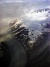 Glaciers with lateral and medial moraines, Greenland